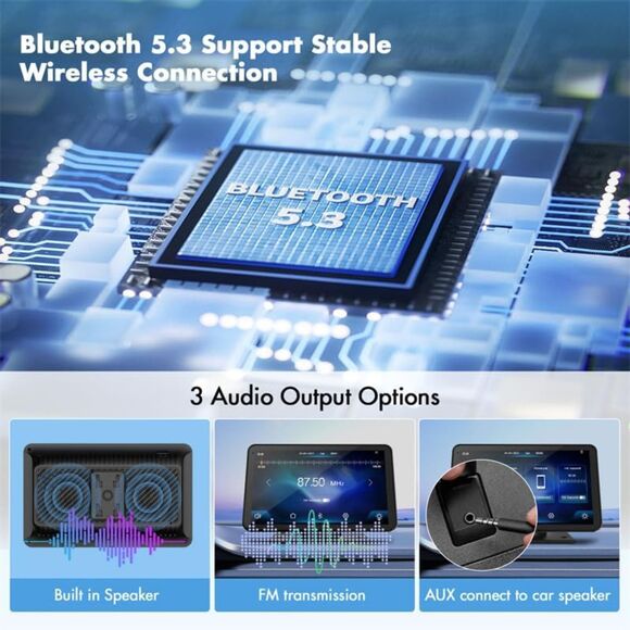 Eleacc Portable Wireless Carplay Car Stereo, 7 HD Touchscreen Cam - Picture 4 of 7